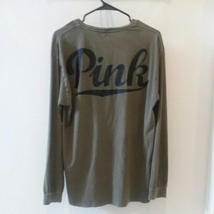 Vs PINK Olive Green crew shirt